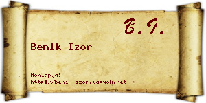 Benik Izor névjegykártya